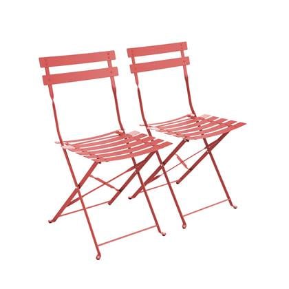 sweeek - Metalen inklapbare tuinstoel (set van 2) Rood