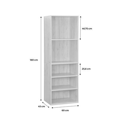 sweeek - Kledingkastmodule met 5 legplanken modulo, 60x45x180cm