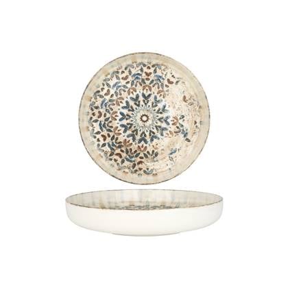 Rinart Diep bord - Aztec - Porselein - 22 cm (900cc) - set van 6