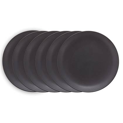 vtwonen - Dinerborden - Bordenset - Mat zwart - 25,5cm - Set van 6 borden