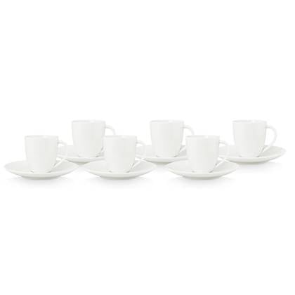 vtwonen - Koffiekopjes met schoteltjes - Mokken - Kopjes - Wit - 100ml - Set van 6