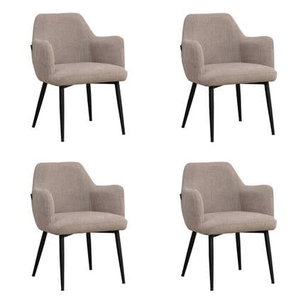 Bronx71® Scandinavische eetkamerstoel Lars taupe gerecyclede stof - Eetkamerstoelen set van 4