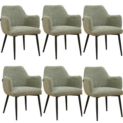 Bronx71® Scandinavische eetkamerstoel Lars groen gerecyclede stof - Eetkamerstoelen set van 6