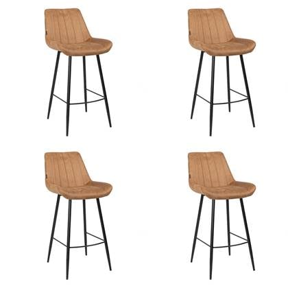 Bronx71 Industriële barkruk Brooke cognac 74 cm - Barkrukken set van 4