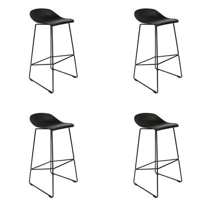 Livin24 Barkruk Ellen zwart Scandinavisch design 76 cm - Barkrukken