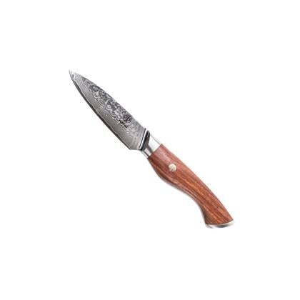 Homizu Baranoki officemes - 9cm - VG-10 damascus mes/rozenhout - bruin