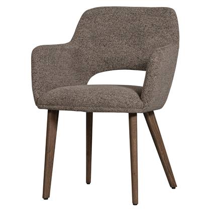 WOOOD Murat Eetkamerstoelen Houten Bruine Poot - Taupe - Set van 2