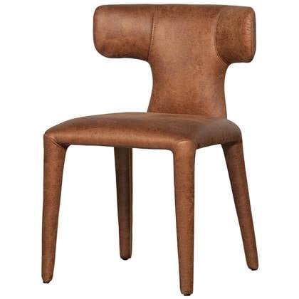 WOOOD Permit Eetkamerstoelen - Leerlook - Cognac - Set van 2