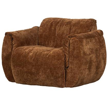 WOOOD Baggy Draaifauteuil - 3D Chenille - Middenbruin - 81x104x84