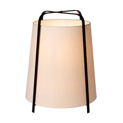 Atmooz - Vloerlamp Hazel - Zwart - Witte Linnen Kap - 48x48x60 cm - E27 Fitting - Dimbaar - Stijlvolle Vloerlamp voor Woonruimtes