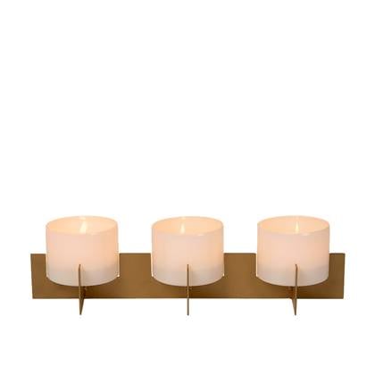 Atmooz - Theelichthouder Zambesi - Set van 3 - Glas en Goudkleurig Metaal - Ø 9 cm - Luxe Tafeldecoratie voor Sfeerverlichting