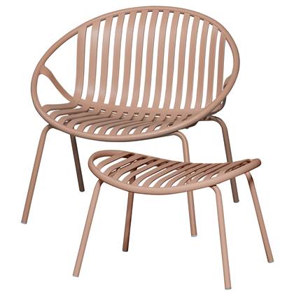 WOOOD Bruce Fauteuil Tuin - Metaal - Zalm Roze - 73x81x72 cm