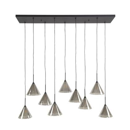 Hanglamp Grijs - 9-Lichts - 130x32x180 cm - Hanglamp Tapse Kap - Giga Meubel