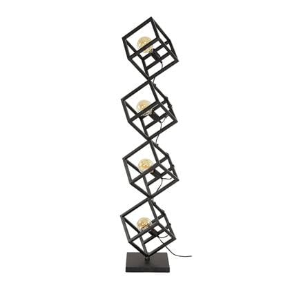 Giga Meubel - Vloerlamp Metaal Zwart - 4-Lichts - 35x35x150cm - Kubus