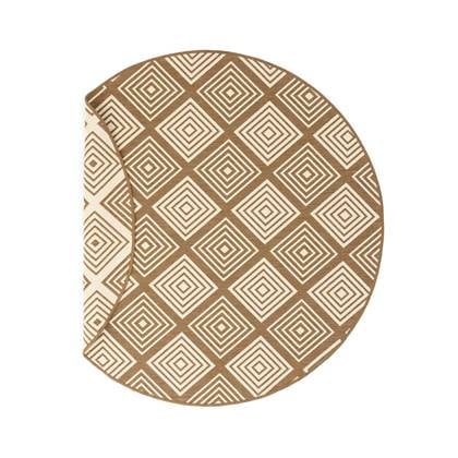 Tapeso Rond Buitenkleed ruit - Flip Gem licht - 160 cm rond Bruin