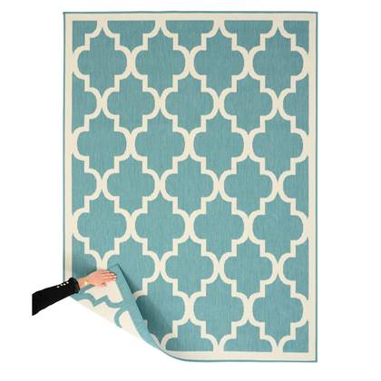 Tapeso Retro buitenkleed - Flip Lucky turquoise - 160x220 cm Antraciet
