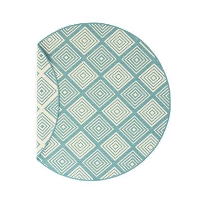 Tapeso Rond Buitenkleed ruit - Flip Gem turquoise - 200 cm rond Antraciet