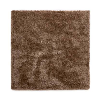 Tapeso Vierkant hoogpolig vloerkleed velvet - Posh - 140x140 cm Bruin