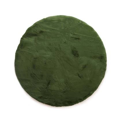 Fluffy vloerkleed rond - Comfy Deluxe olijfgroen 80 cm rond