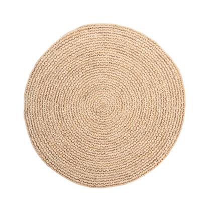 Boho&me Jute vloerkleed rond - Braided - wit|naturel - 200 cm rond