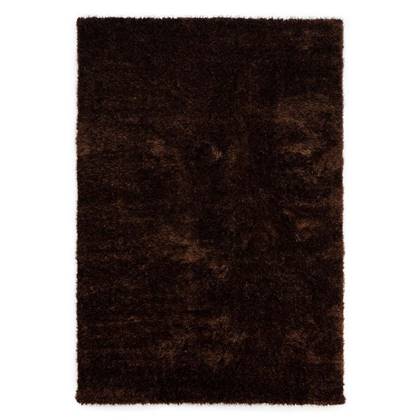 Tapeso Hoogpolig vloerkleed velvet - Posh donker - 160x230 cm Bruin