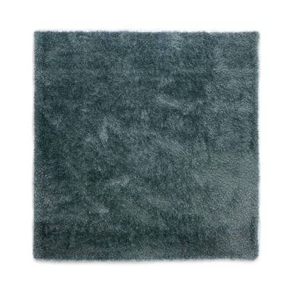 Tapeso Vierkant hoogpolig vloerkleed velvet - Posh blauw - 140x140 cm