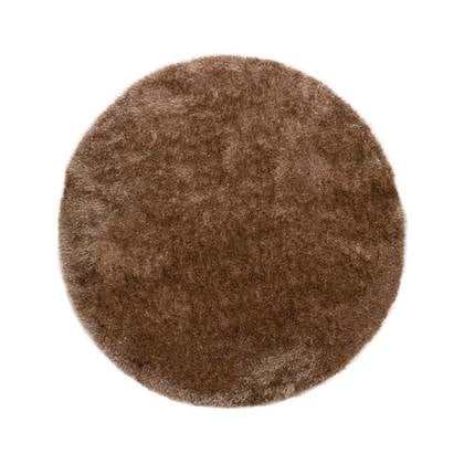 Rond hoogpolig vloerkleed velvet - Posh bruin 120 cm rond