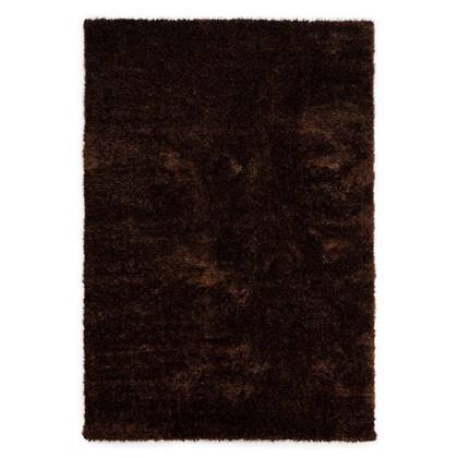 Tapeso Hoogpolig vloerkleed velvet - Posh donkerbruin - 80x150 cm