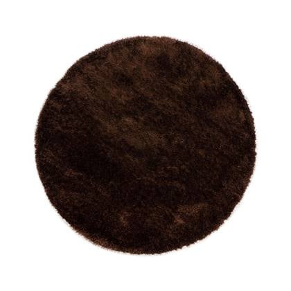 Rond hoogpolig vloerkleed velvet - Posh donkerbruin 80 cm rond