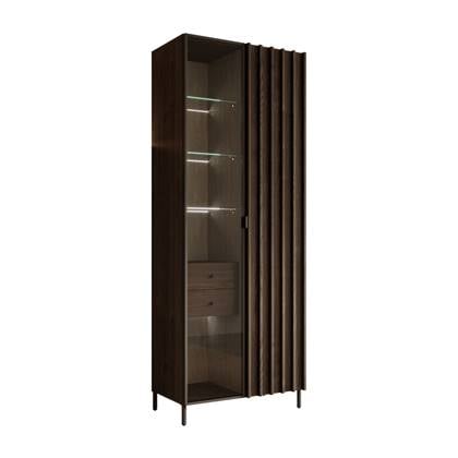 Meubella Vitrinekast Paz - Donkerbruin eiken - 73 cm