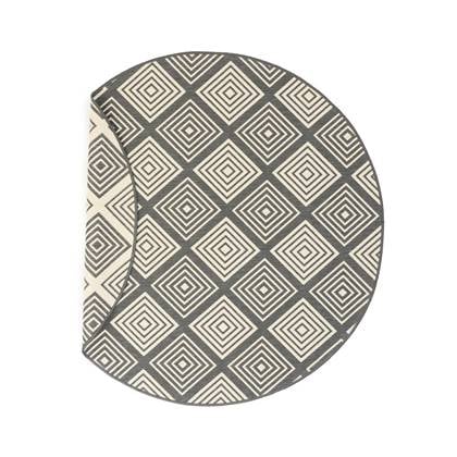 Tapeso Rond Buitenkleed ruit - Flip Gem - 200 cm rond Grijs