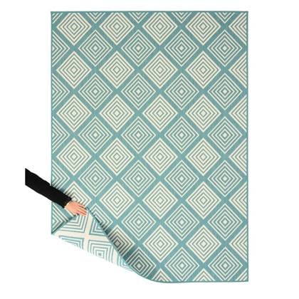 Tapeso Buitenkleed ruit - Flip Gem turquoise - 200x280 cm Antraciet