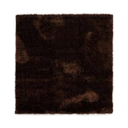 Tapeso Vierkant hoogpolig vloerkleed velvet - Posh donker - Bruin
