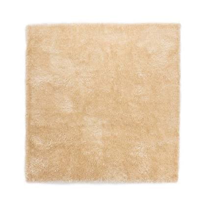 Tapeso Vierkant hoogpolig vloerkleed velvet - Posh champagne - 200x200 Crème