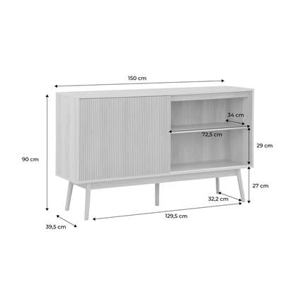 sweeek - Dressoir van donker hout, linear, b 150 x d 395 x h 90cm