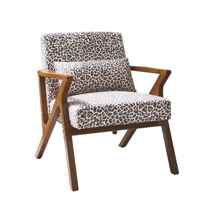 sweeek - Scandinavische fauteuil in heveahout en panterprint