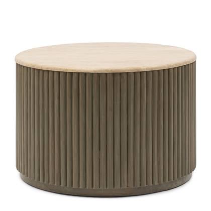 Rivièra Maison - Ronde salontafel in Travertine, Mangohout, 40,5 cm