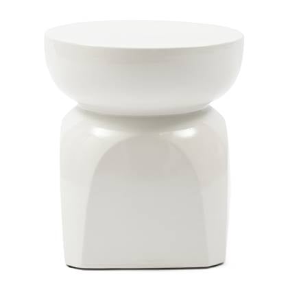 Rivièra Maison - Ronde Porto Einde Tafel in Wit K34 Keramiek met een hoogte van 42,5 cm