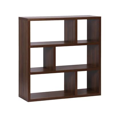 sweeek - Asymmetrische 3-etage boekenkast met 6 vakken, b 111,2 x d 39 x h 115,2cm