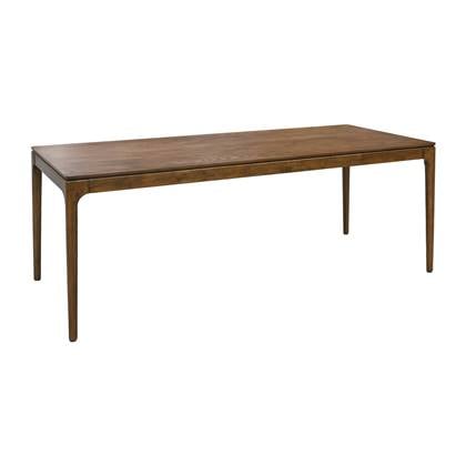 Rechthoekige eettafel van heveahout in walnootkleurig fineer - sweeek Bruin