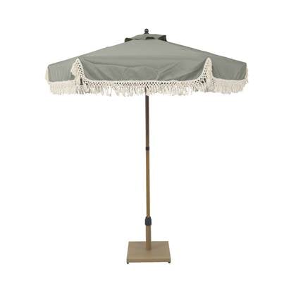 Sweeek  Parasol recht met franjes 2m, staal