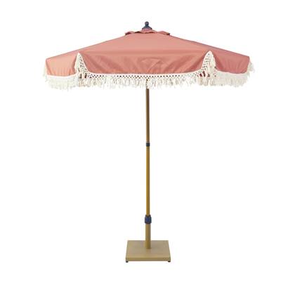 Sweeek  Parasol recht met franjes 2m, staal