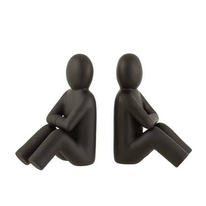 J-Line boekensteun P'tit Maurice - kunststof - - 2 stuks Zwart