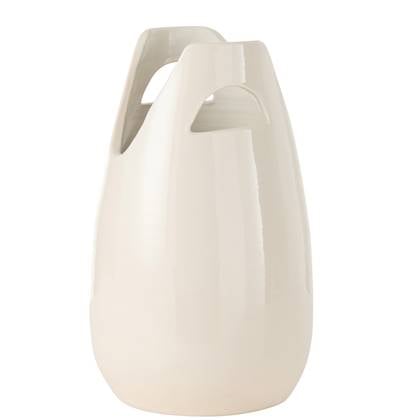 J-Line vaas Handvat - keramiek - wit - large - 40 cm hoog