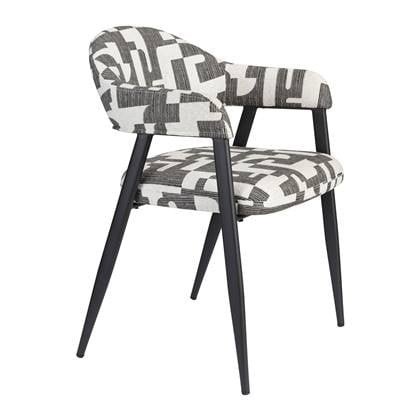 Dutchbone Miyo Eetkamerstoel - Zwart/Wit Zwart, Wit