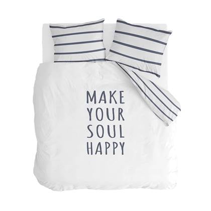 Walra - Dekbedovertrek Happy Wake Up - 240x220 - Wit | Blauw Blauw, Wit