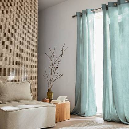 sweeek - Set van 2 katoenen gordijnen, 135x240cm, 8 ogen per gordijn,