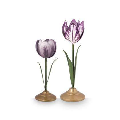 Pip Studio - Tulpen Kandelaar - Woonaccessoire - Lila - 21cm - 2 stuks