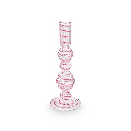 Pip Studio - Kandelaar - Woonaccessoires - Roze - Glas Swirl - 22cm