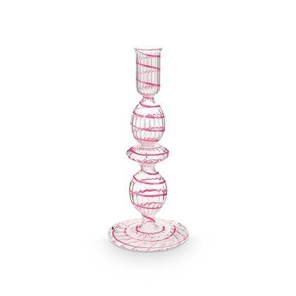 Pip Studio - Kandelaar - Woonaccessoires - Roze - Glas Swirl - 20cm